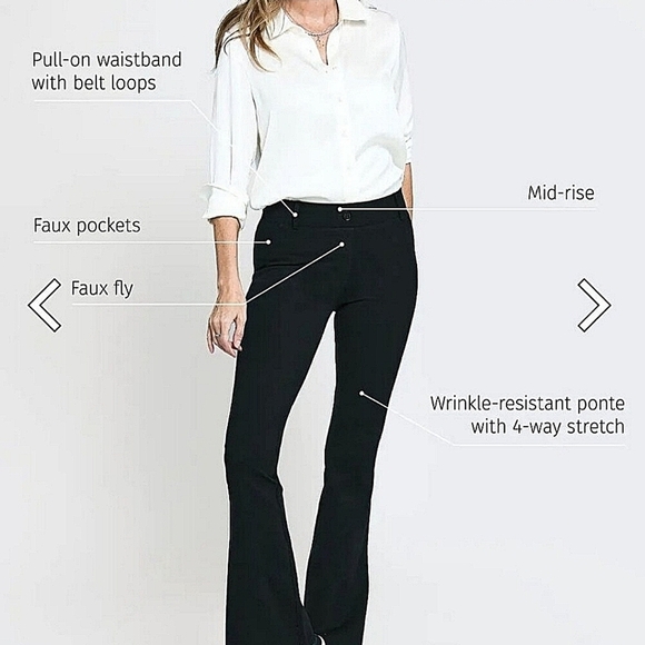 Betabrand-Classic Dress Pant Yoga Pant Bootcut in Black-Size Petite Large - Picture 6 of 17